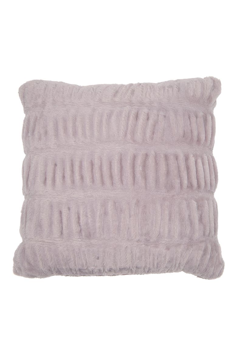 Pintuck Faux Fur Accent Pillow, Main, color, GREY BIRD