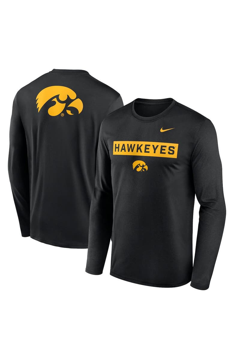 Nike Men's Nike Black Iowa Hawkeyes Primetime Campus 2-Hit Legend Dri-FIT Long Sleeve T-Shirt, Alternate, color, Black