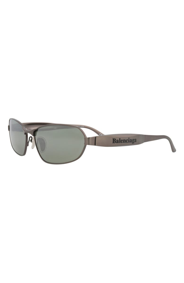 Balenciaga 66mm Novelty Sunglasses, Alternate, color, Ruthenium Ruthenium Green