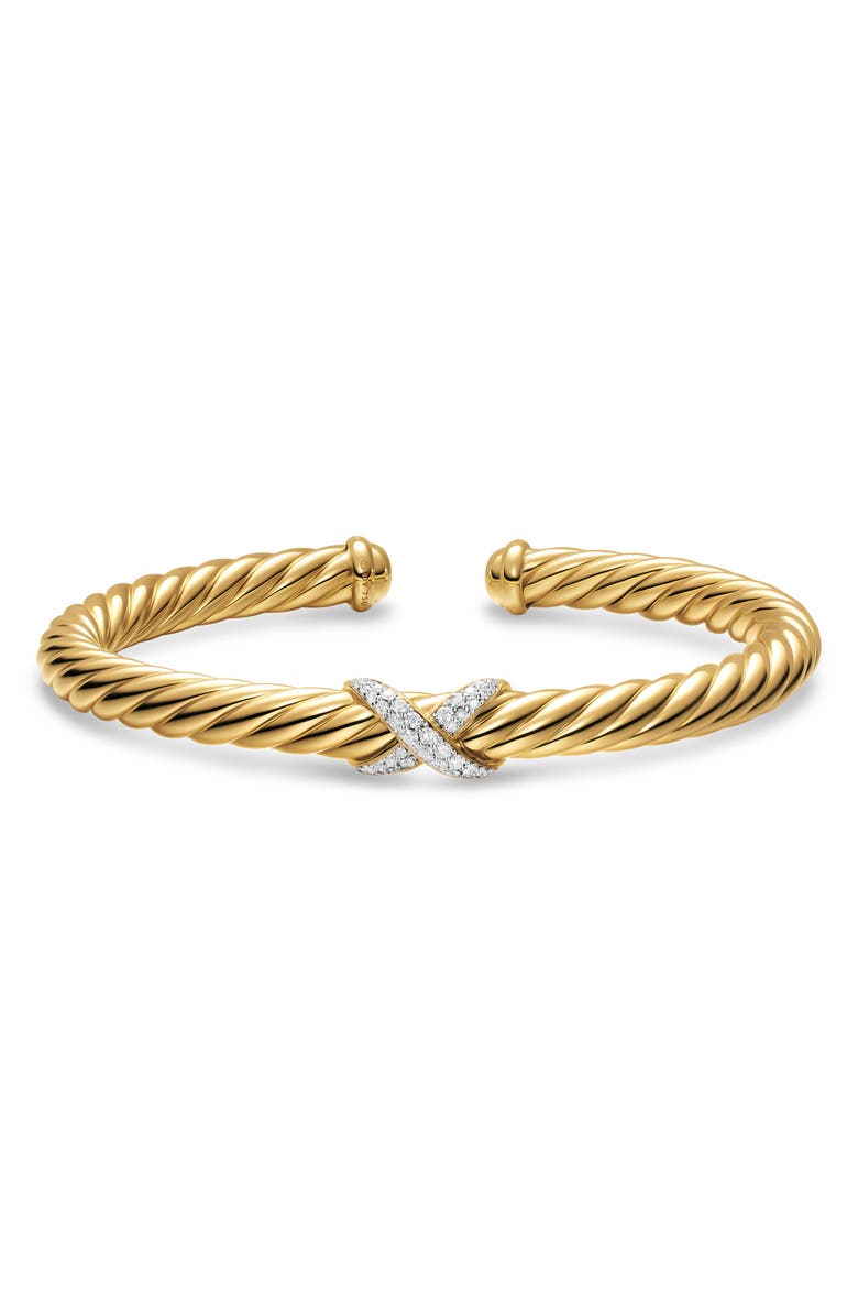 David Yurman Cablespira<sup>®</sup> Flex Diamond X Bracelet, 6mm, Alternate, color, Gold