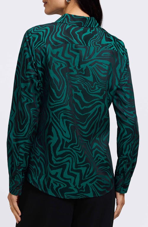 Foxcroft Hampton Print Button-up Shirt In Green