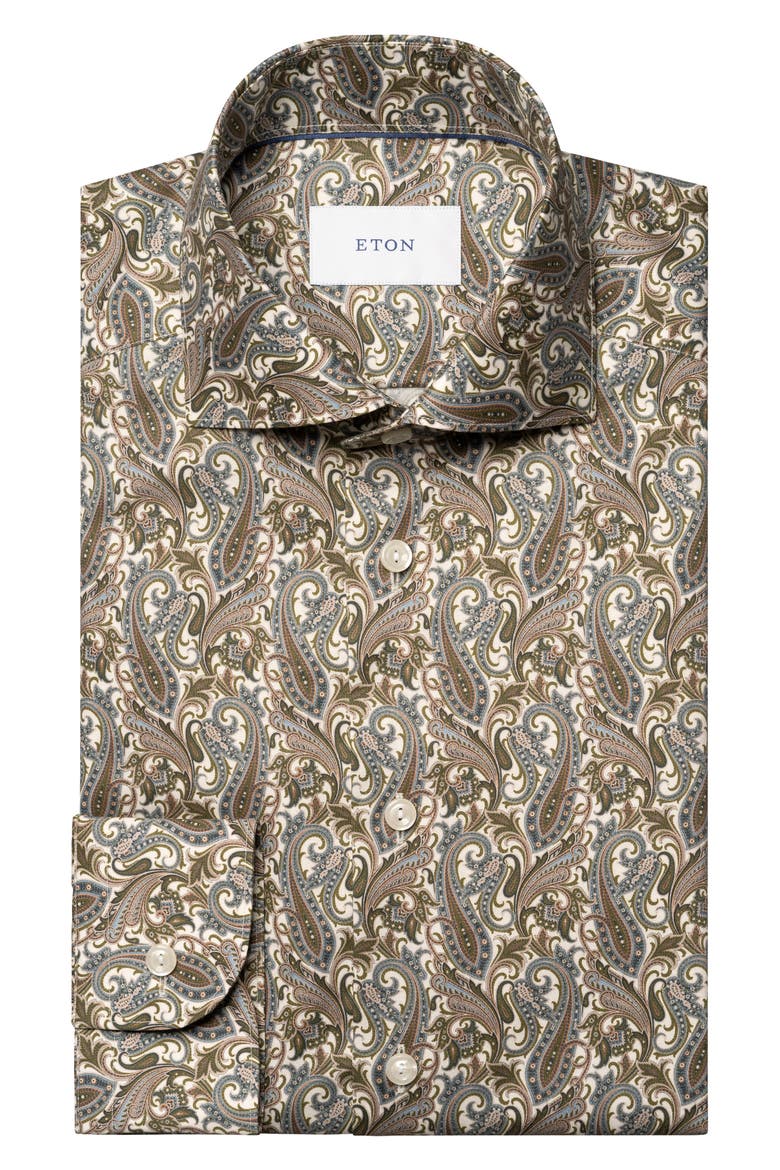 Contemporary Fit Paisley Cotton Shirt, Alternate, color, MEDIUM ORANGE