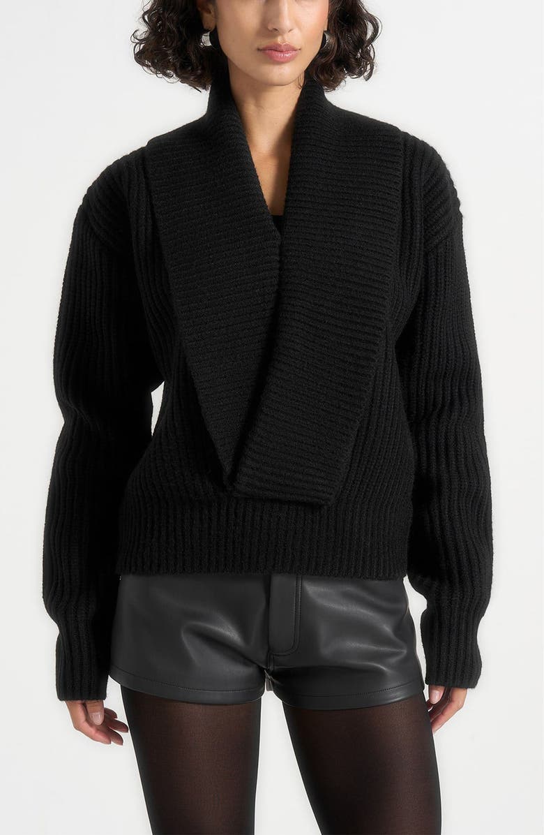 Manière De Voir Azra Plunge Knit Jumper, Alternate, color, Black