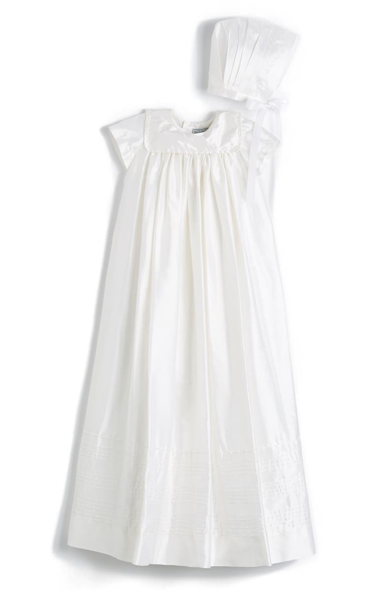 Isabel Garreton 'Traditional' Silk Christening Gown & Bonnet, Alternate, color, 