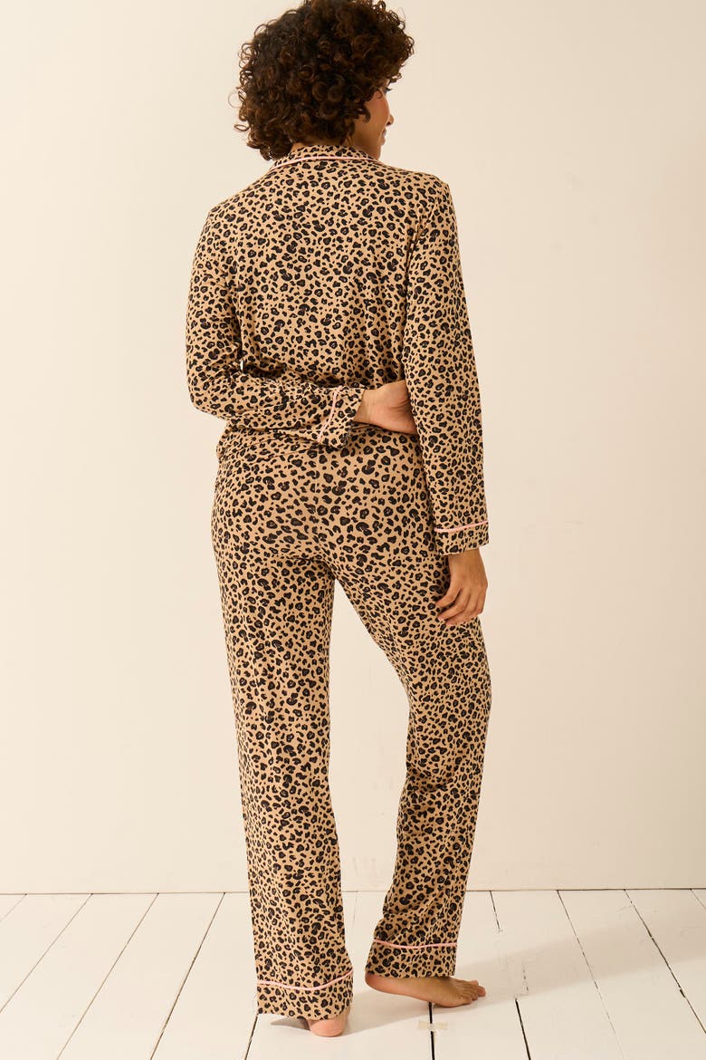 Long Pyjama Set, Alternate, color, Peach Latte Leopards