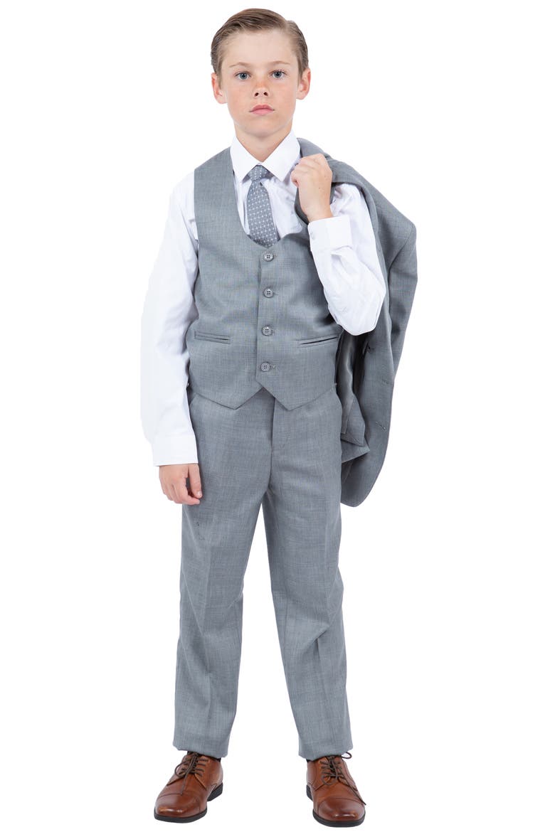 Kids' Shark Gray Five-Piece Sharkskin Suit, Alternate, color, SHARK GREY