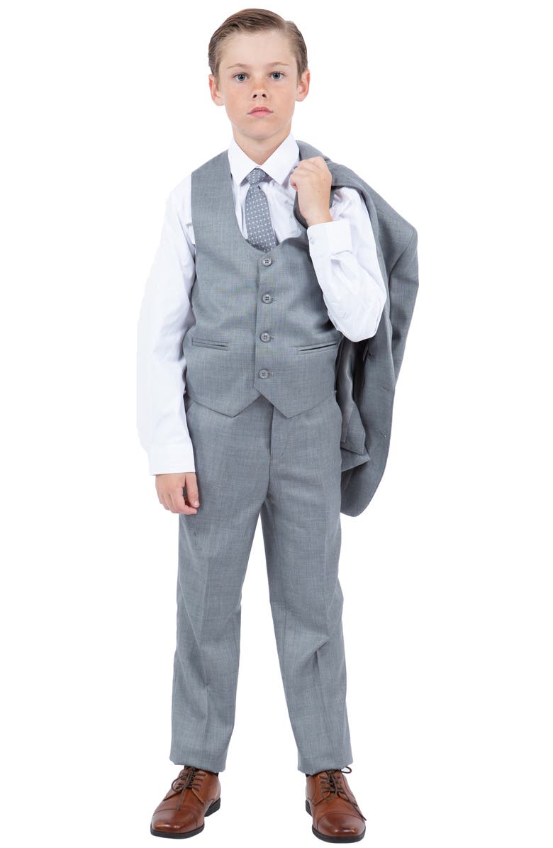 Perry Ellis Kids' Shark Gray Five-Piece Sharkskin Suit, Alternate, color, Shark Grey