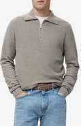 MANGO Half Zip Piqué Sweater
