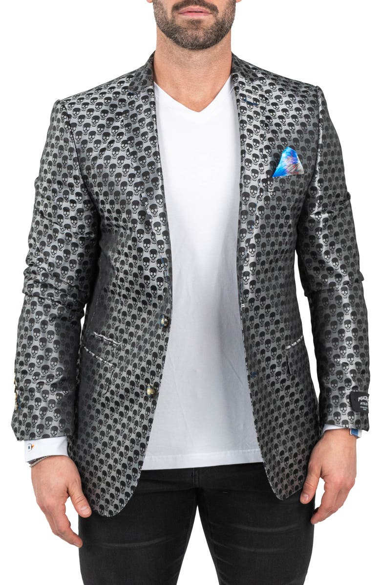 Maceoo Skull Sport Coat, Main, color, Grey