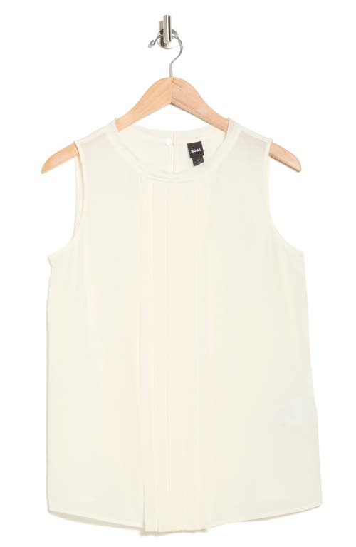 Hugo Boss Pleat-front Sleeveless Blouse In Washed Silk In White