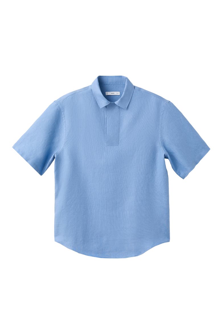 Solid Slub Linen Polo, Alternate, color, CHINA BLUE