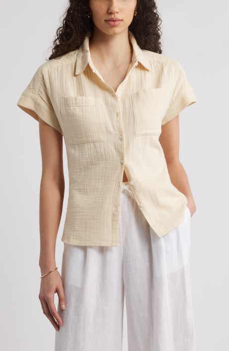 Caslon® Cotton Gauze Button-Up Shirt