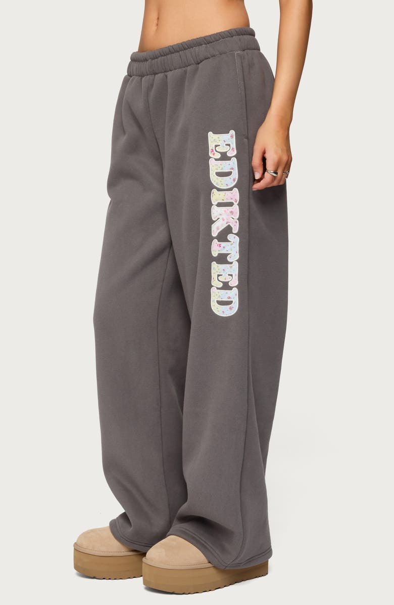 EDIKTED Mili Logo Wide Leg Sweatpants, Alternate, color,