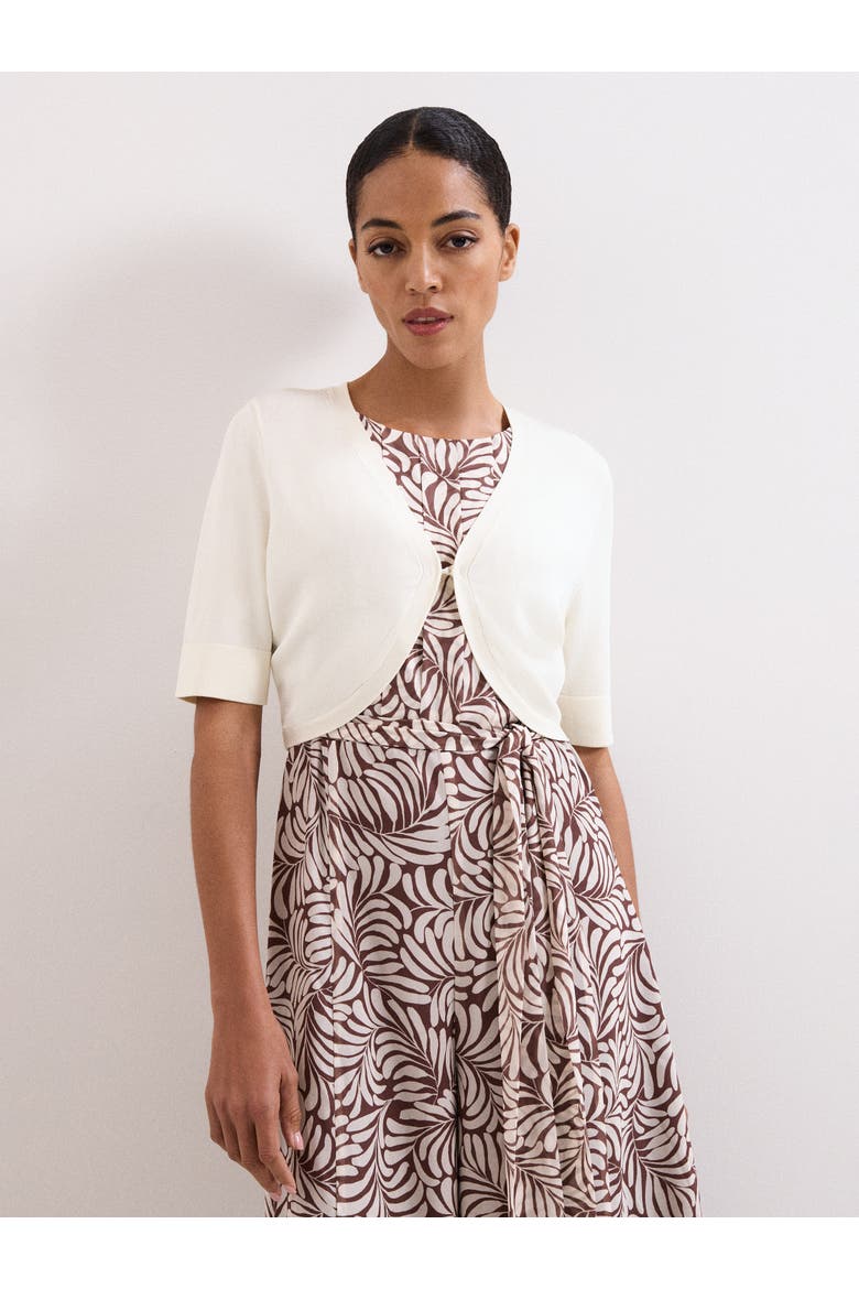Riah Short Sleeve Bolero Shrug, Main, color, Ivory