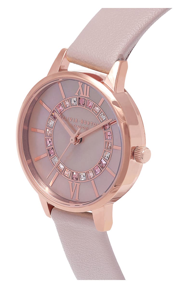 Olivia Burton Wonderland Leather Strap Watch, 30mm, Alternate, color,