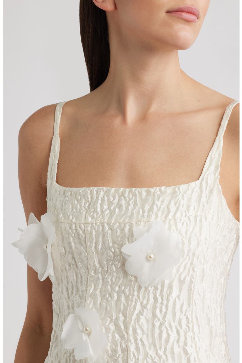 Petunia Bloom Sleeveless Satin Midi Dress, Alternate, color, WHITE