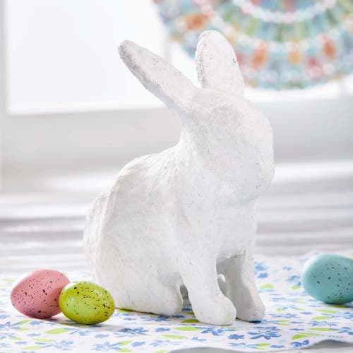 Tag Paper Mache Bunny Decor For Spring And Summer Holiday In White