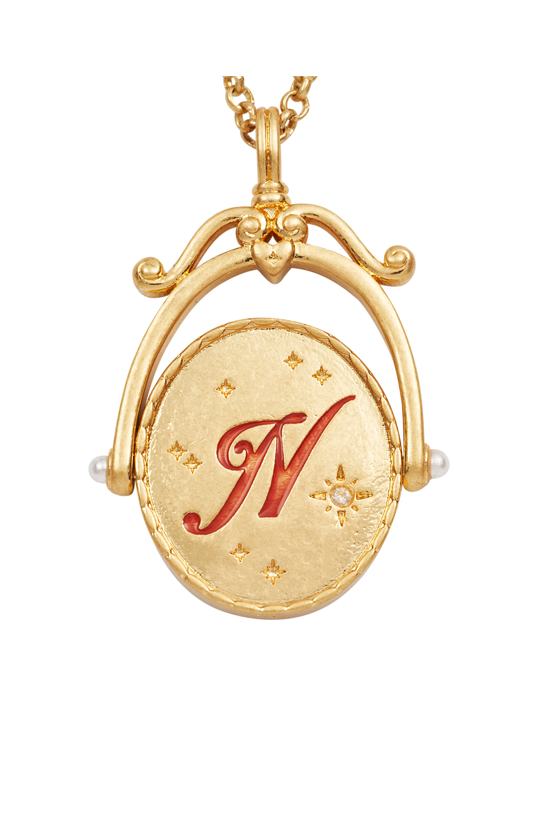 Fable England N Initial Nasturtium Gold Spinner Chain Necklace, Alternate, color, Gold