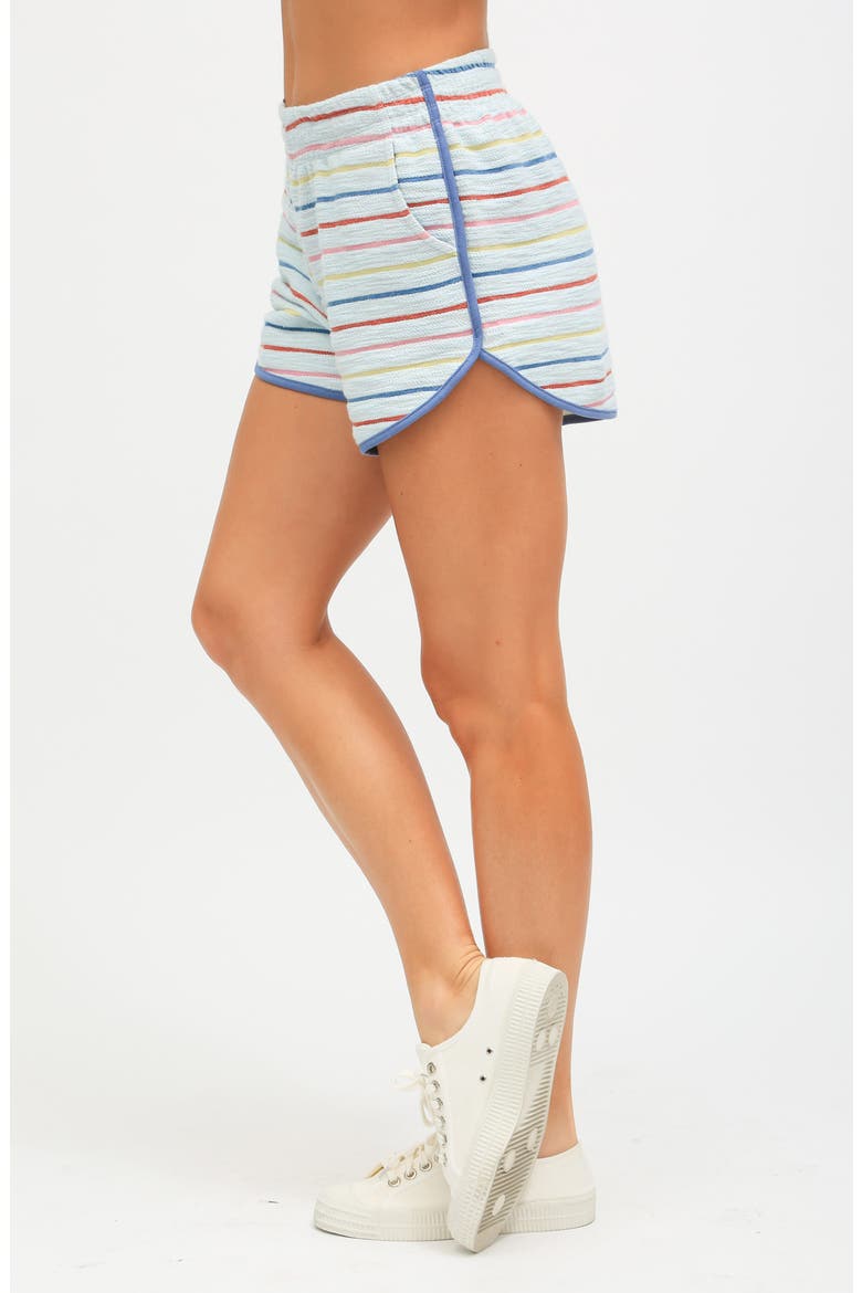 Pacific Stripe Cotton French Terry Track Shorts, Alternate, color, SKY BLUE