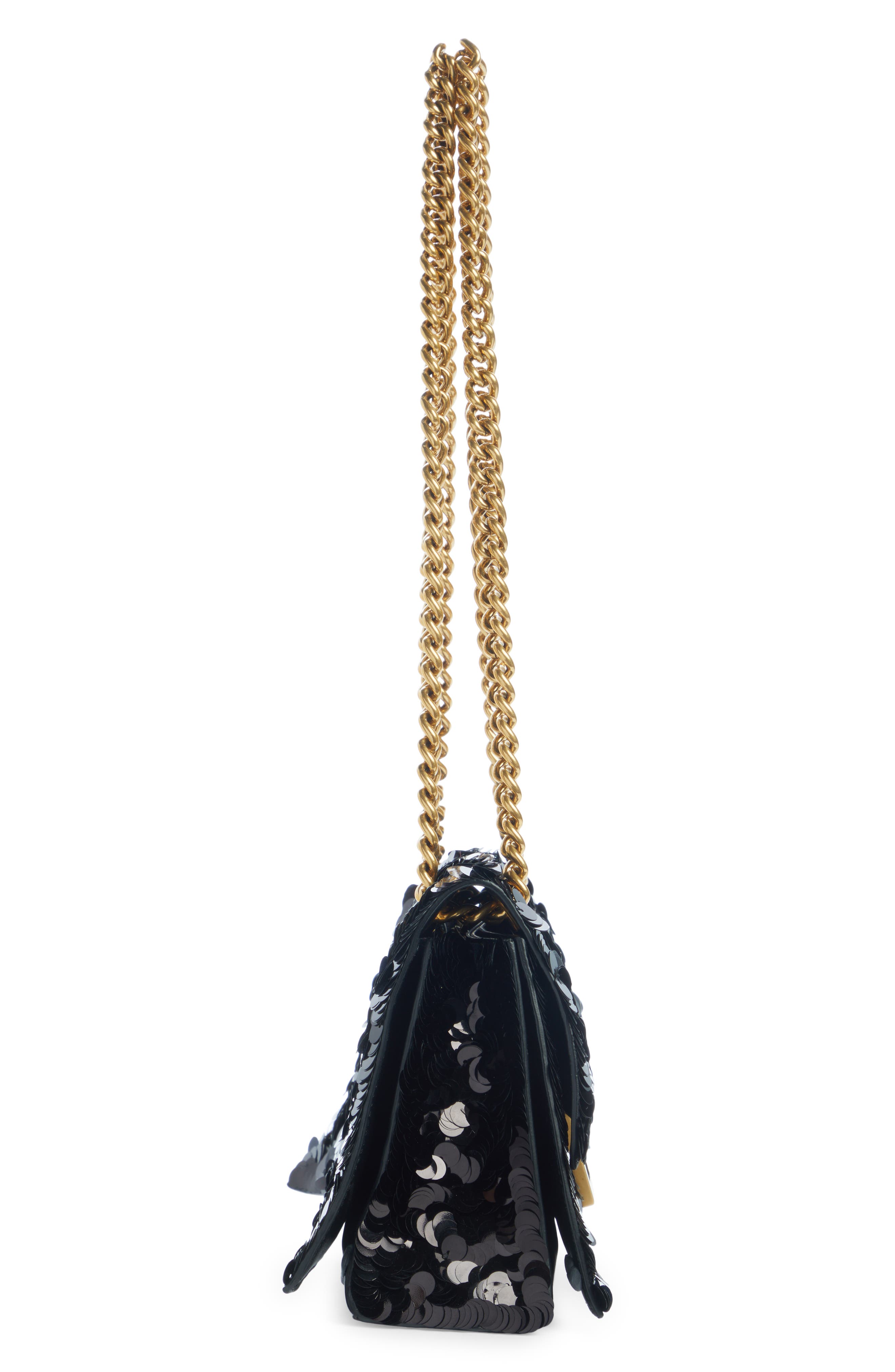 Balenciaga Crush Sequin Chain Strap Shoulder Bag, Alternate, color, 