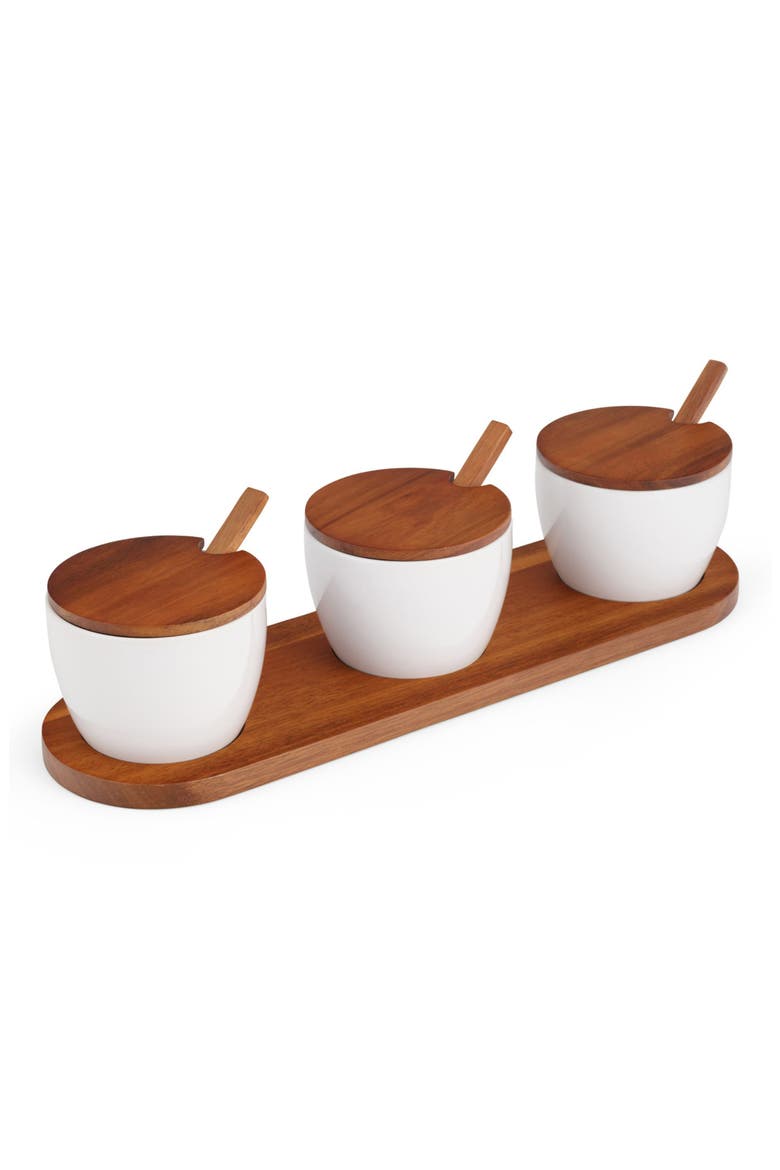 Duets Triple Condiments Server Set, Main, color, WHITE