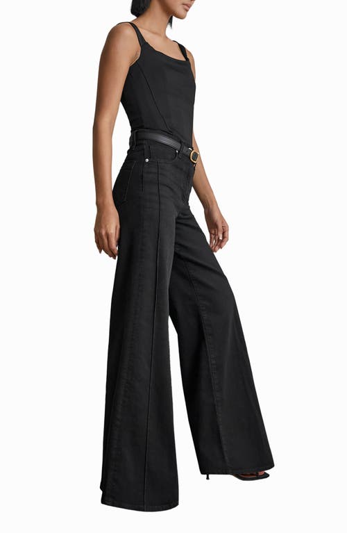 Reiss Heather High Rise Wide Leg Jeans In Black