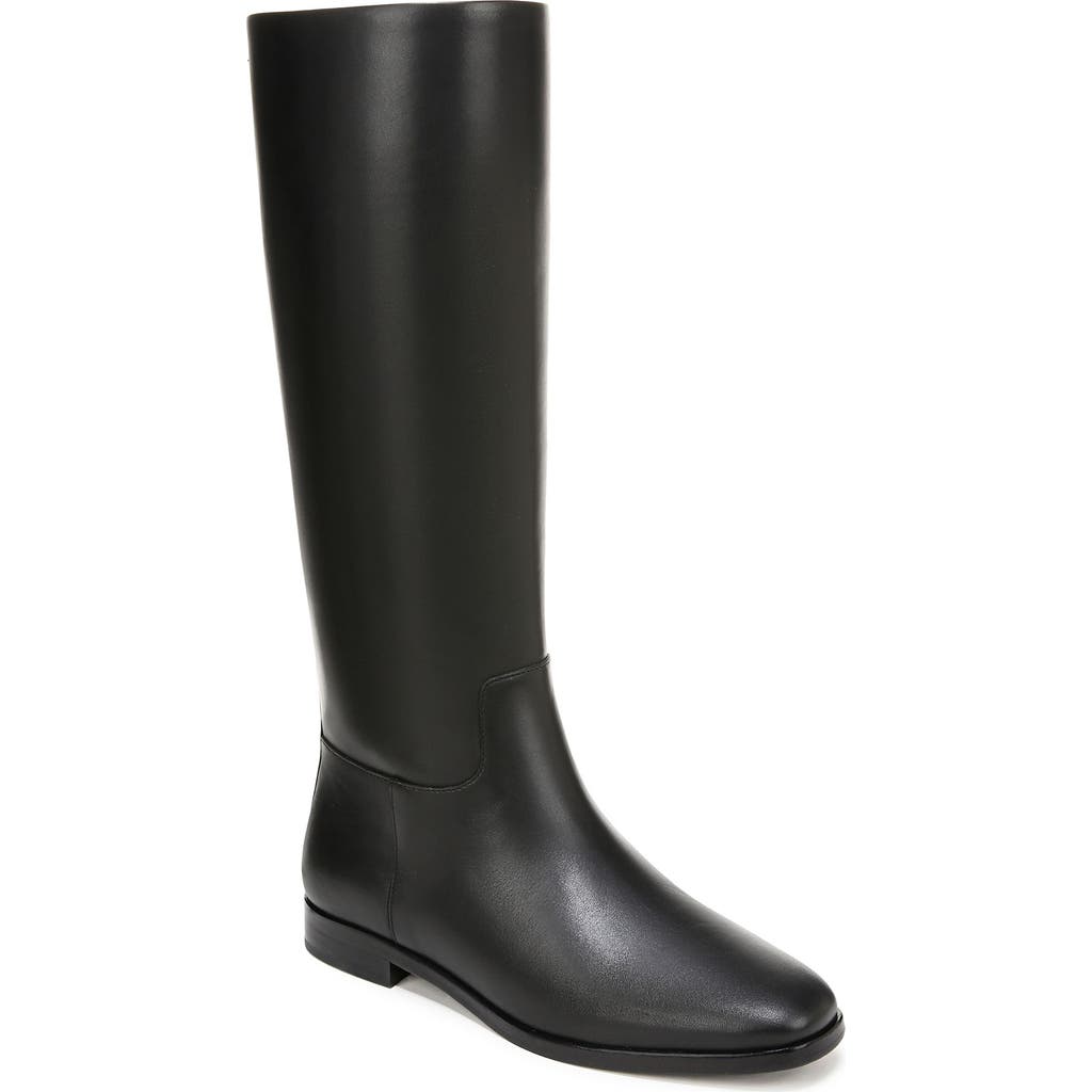 Vince Womens Leather Pull On Knee-high Boots In Black