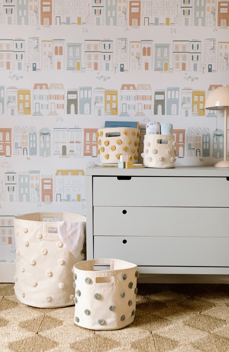 Pehr Pompom Canvas Hamper, Alternate, color, Natural