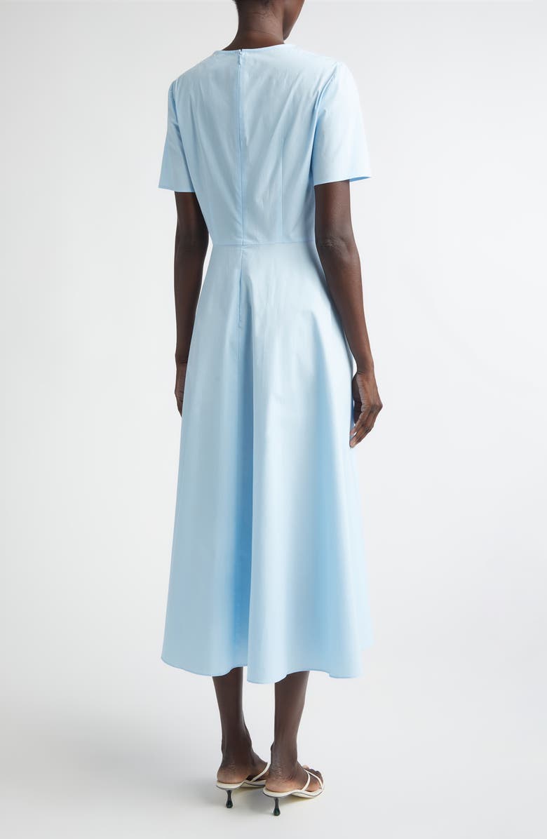 Oscar de la Renta Chiné Cyclamen Floral Poplin Midi Dress, Alternate, color, White/ Light Blue