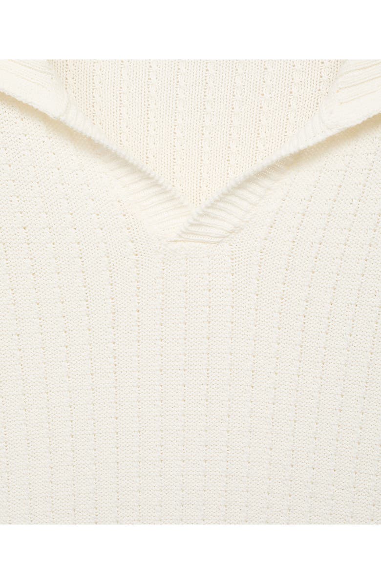 MANGO Johnny Collar Polo Sweater, Alternate, color, Off White
