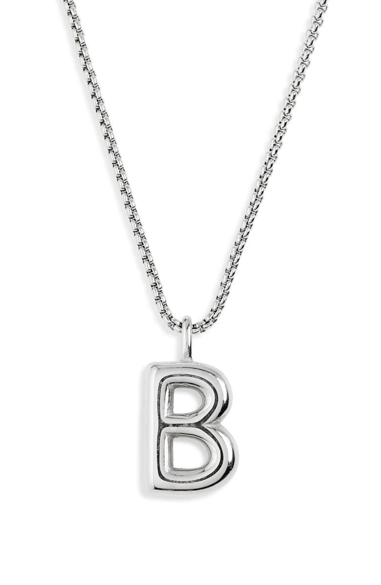 Open Edit Waterproof Bubble Initial Pendant Necklace, Alternate, color, B- Silver