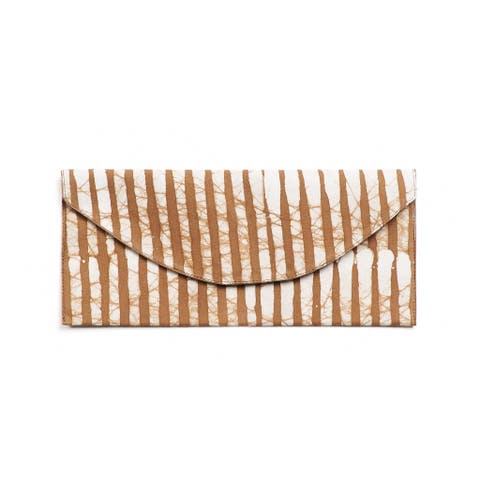 Oak Brown Stripes Cotton Wax Block Printed Zero Waste Envelope Pouch