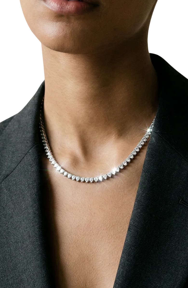 The M Jewelers The Iced Out Heart Tennis Necklace, Alternate, color, Silver