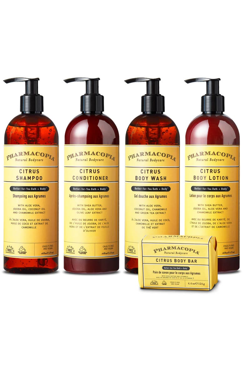 Citrus Luxury Bundle - Shampoo, Conditioner, Body Wash, Body Lotion, Body Bar, Main, color, White