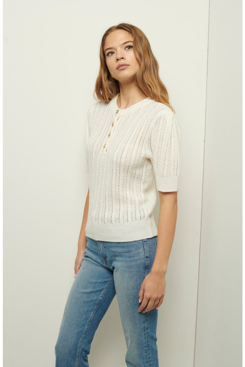 Shea Puff Sleeve Cable Sweater, Alternate, color, IVORY