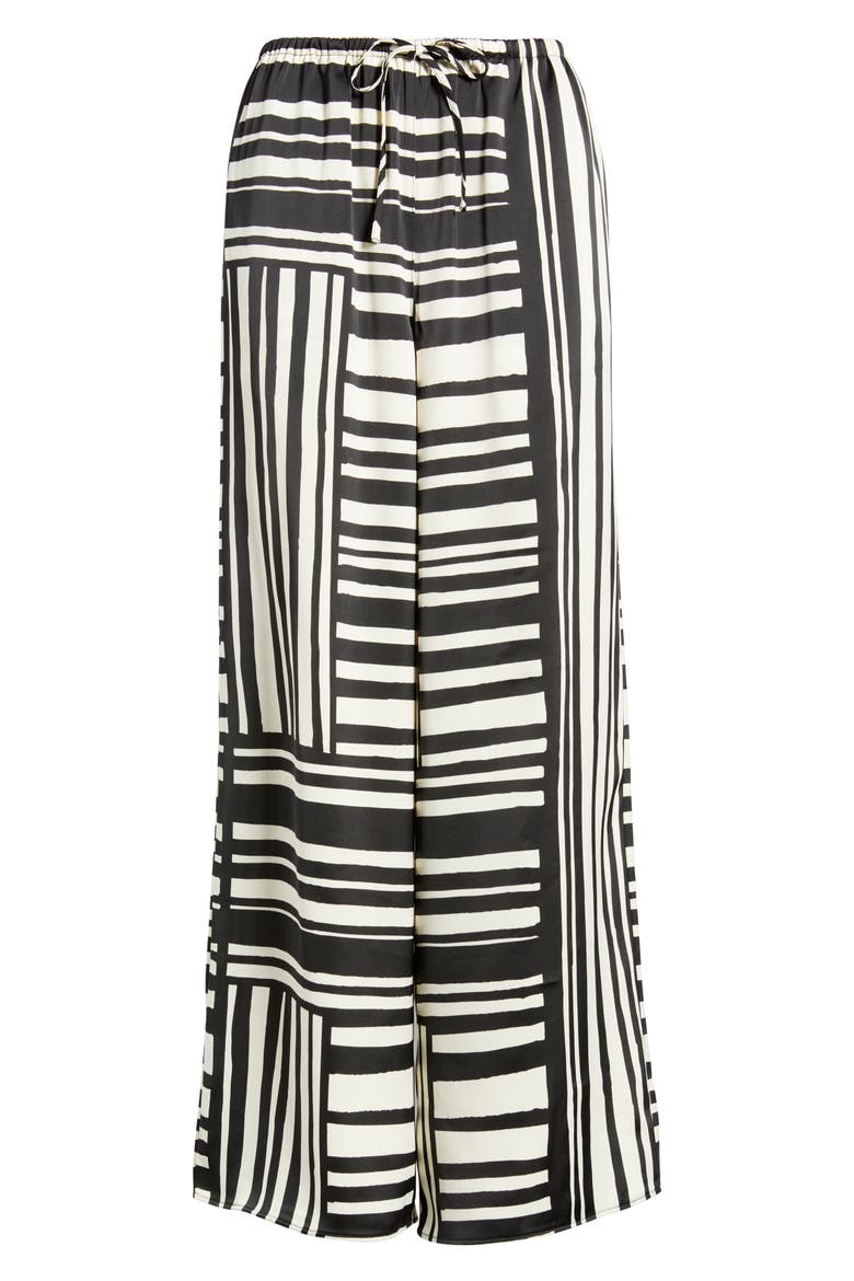 Tie Waist Wide Leg Satin Trousers, Alternate, color, WHITE MULTI