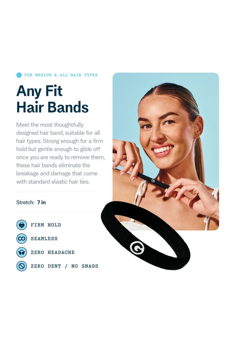 Any Fit Hair Bands, Damage Free Hair Ties Made with Seamless Microfiber Elastics, Alternate, color, Black