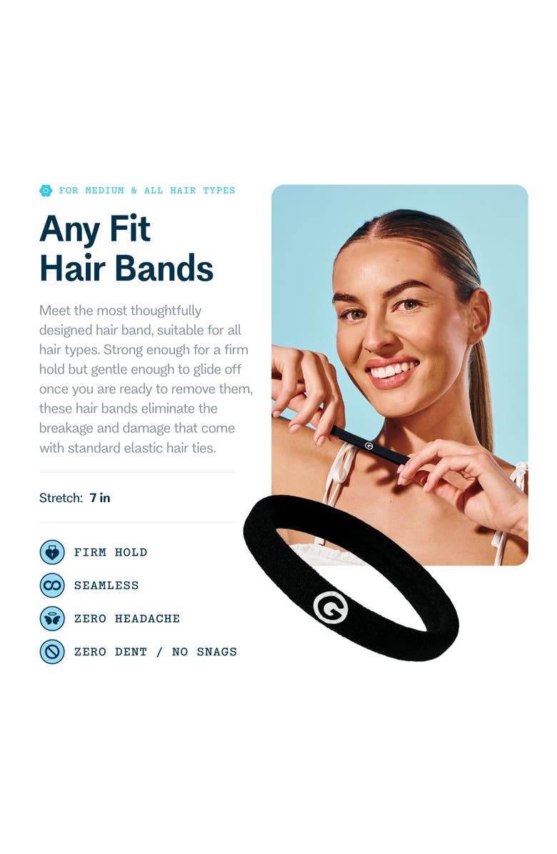 Gimme Beauty Any Fit Hair Bands, Damage Free Hair Ties Made with Seamless Microfiber Elastics, Alternate, color, Black