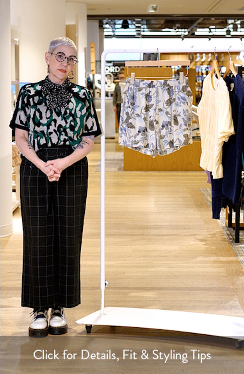 Print Linen Blend Shorts, sales video thumbnail