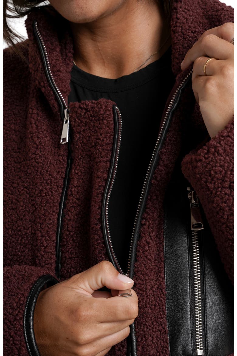 Teddi Maternity & Baby Wearing Long Coat, Alternate, color, Burgundy