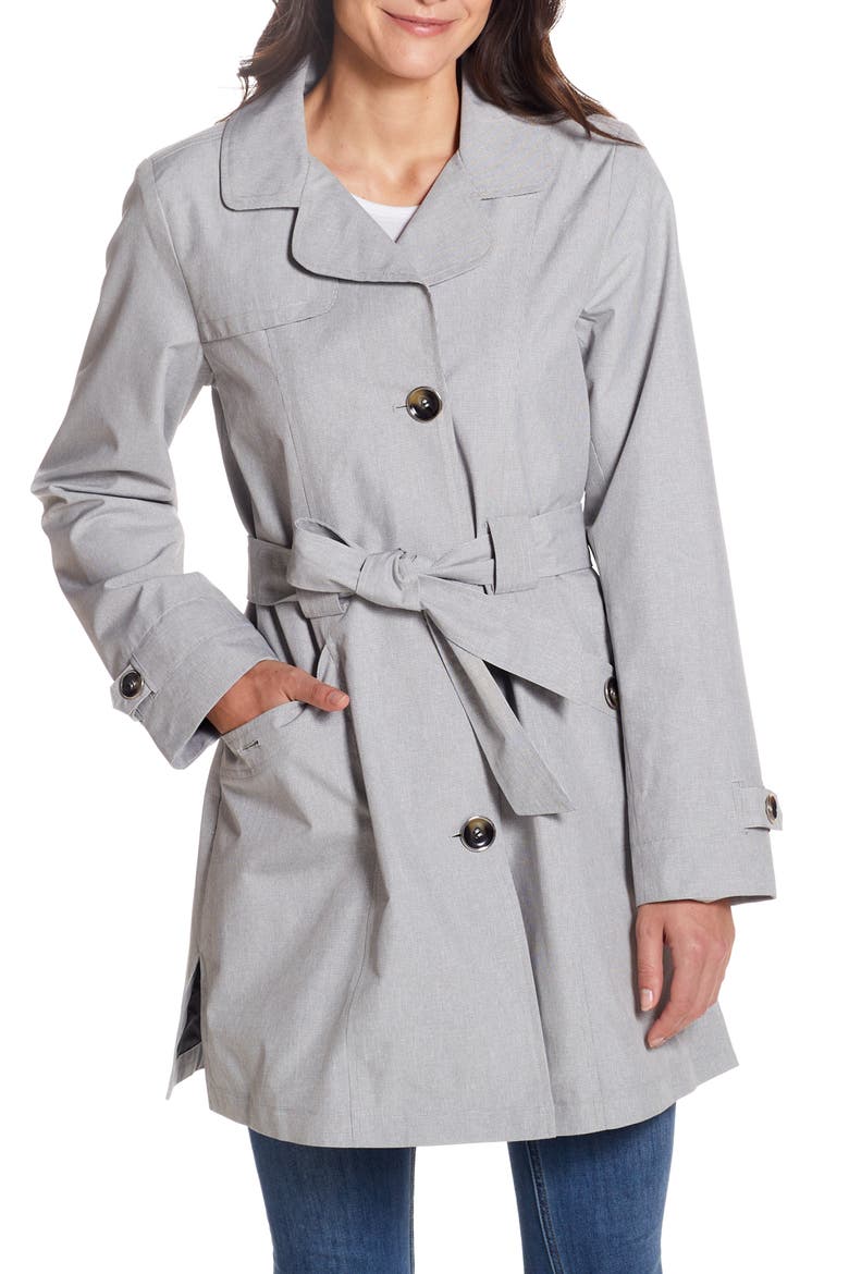 Belted Raincoat, Main, color, BLACK/WHITE