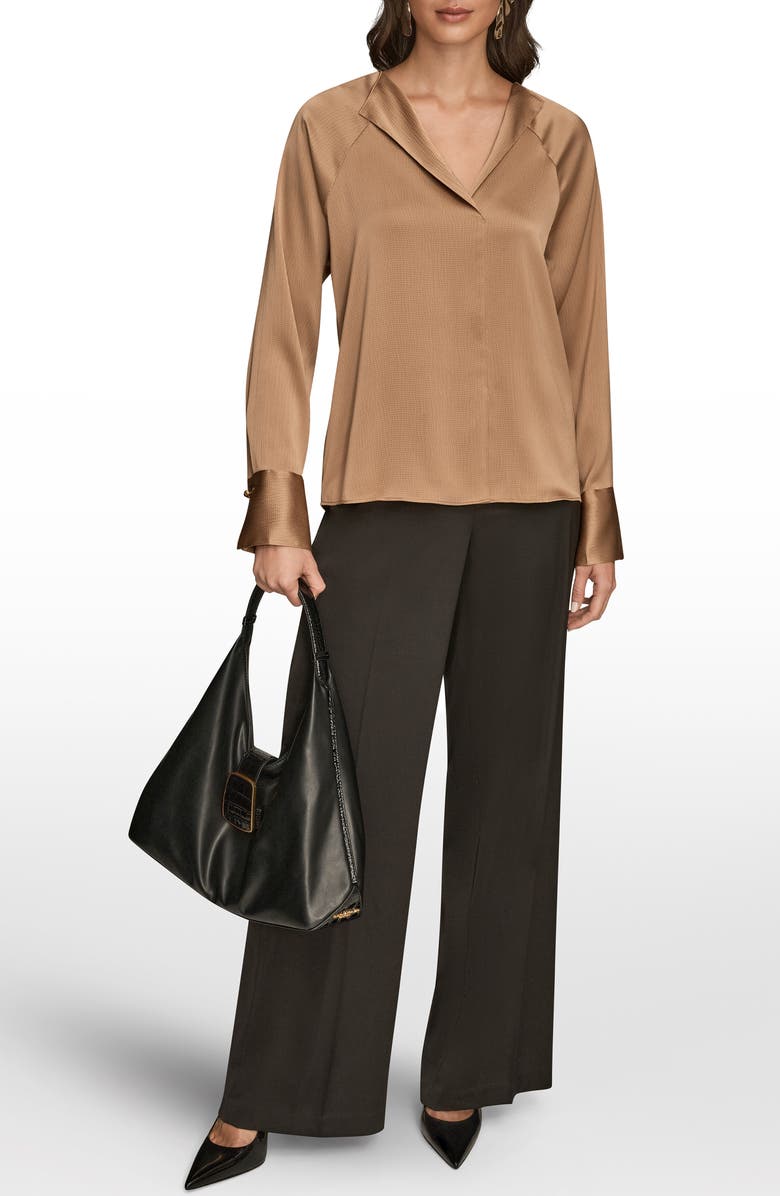 Donna Karan New York Hammered Satin Top, Alternate, color, Fawn