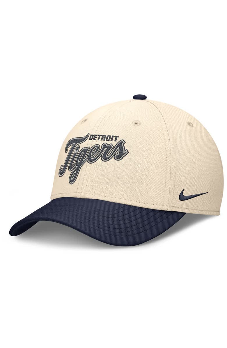 Nike Men's Nike Natural/Navy Detroit Tigers Statement Rise Performance Flex Hat, Alternate, color, Natural