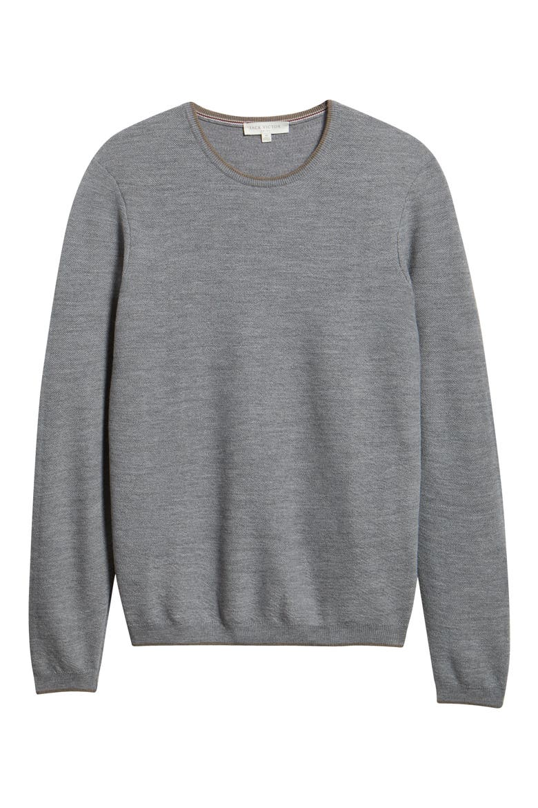 Belvedere Tipped Merino Wool Sweater, Alternate, color, GREY