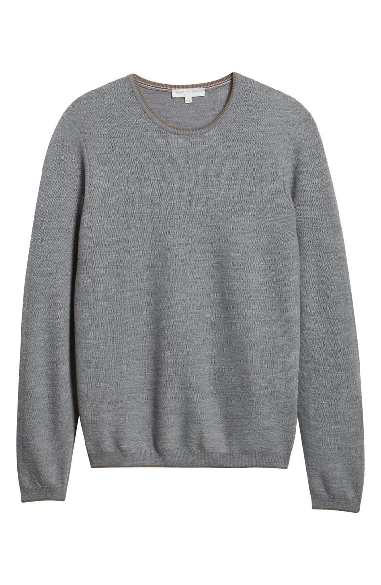 Jack Victor Belvedere Tipped Merino Wool Sweater, Alternate, color, Grey