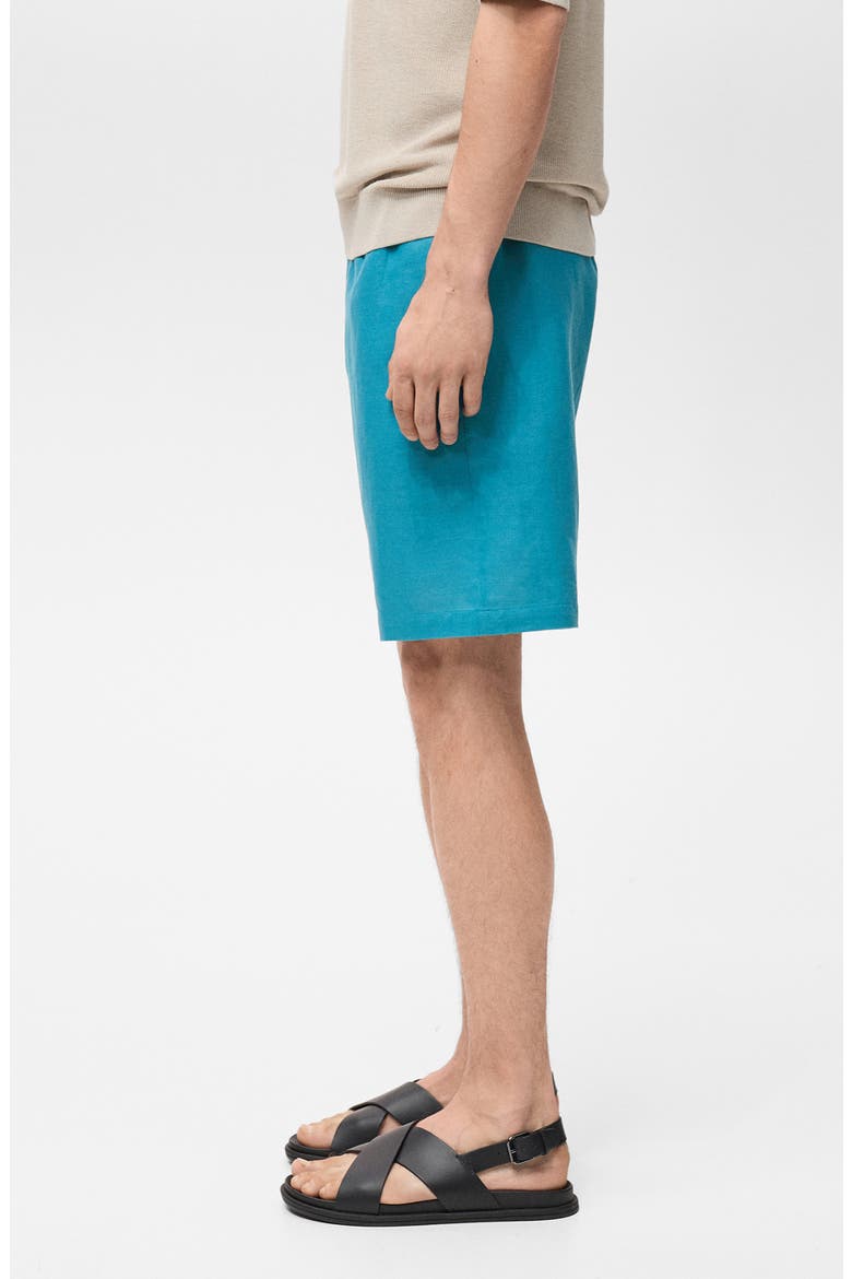 Drawstring Cotton & Linen Bermuda Shorts, Alternate, color, TURQUOISE