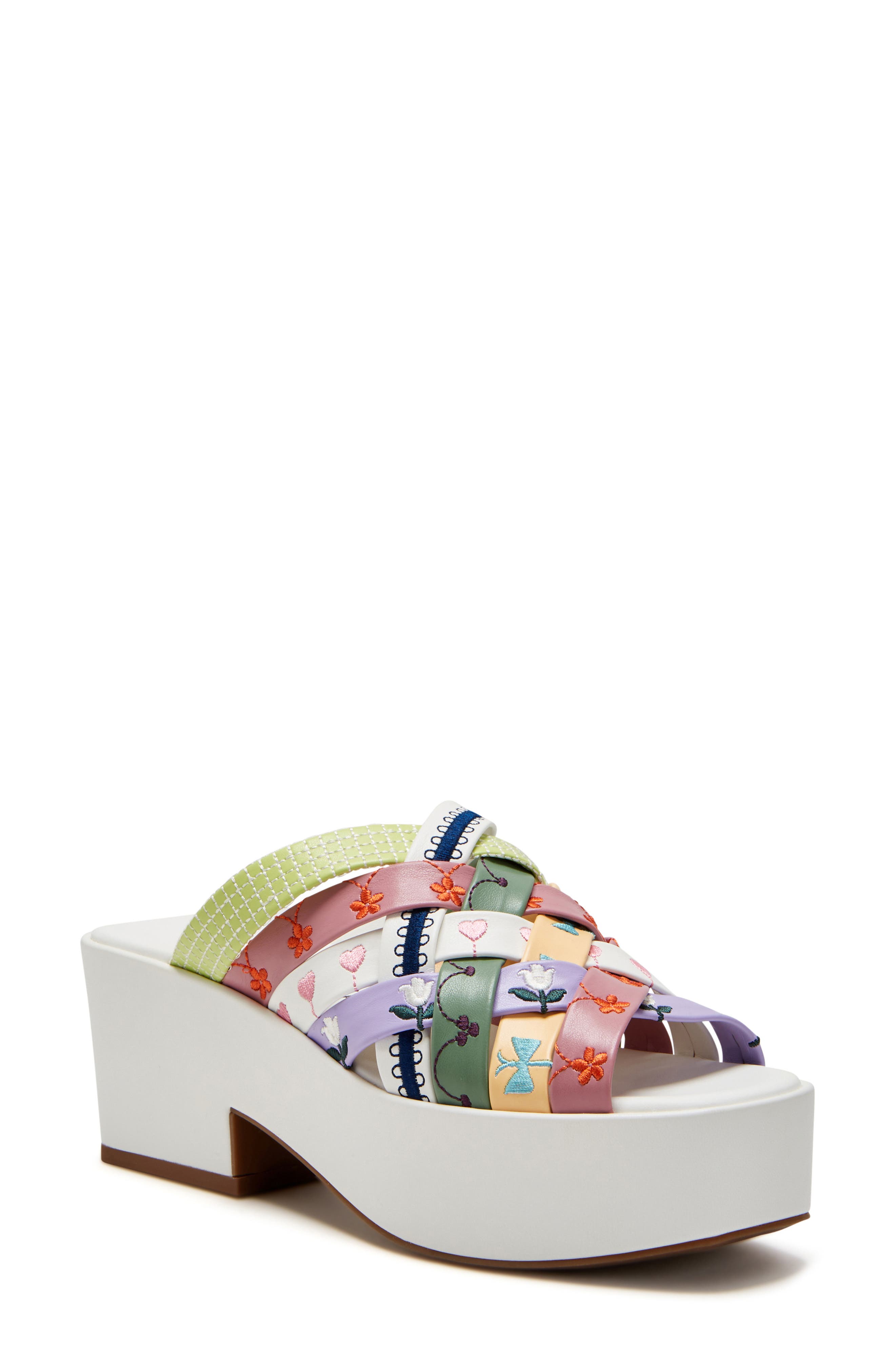 The Busy Bee Crisscross Platform Sandal, Main, color, EMBROIDERY MULTI