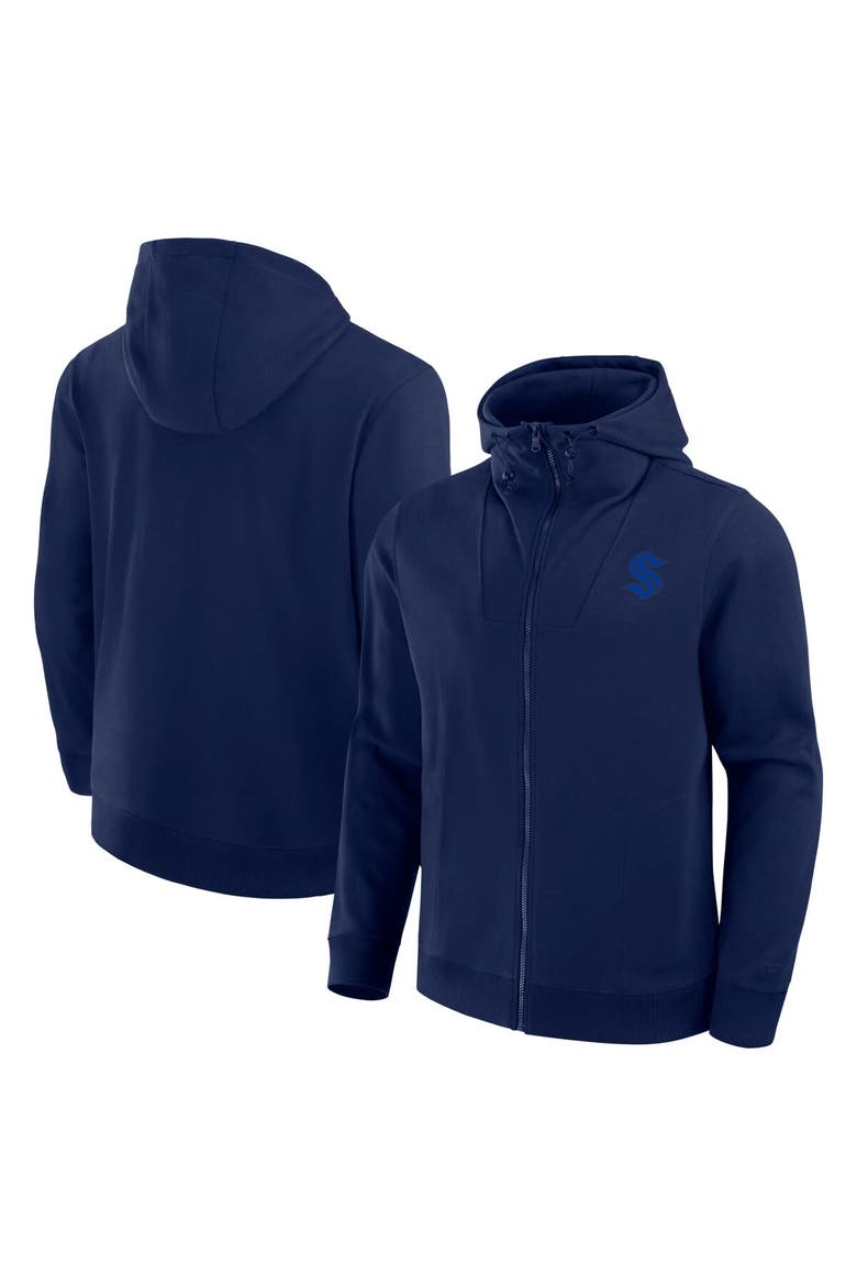 Men's Fanatics  Navy Seattle Kraken Elements Tonal Primary Tri-Blend Full-Zip Hoodie, Alternate, color, Navy