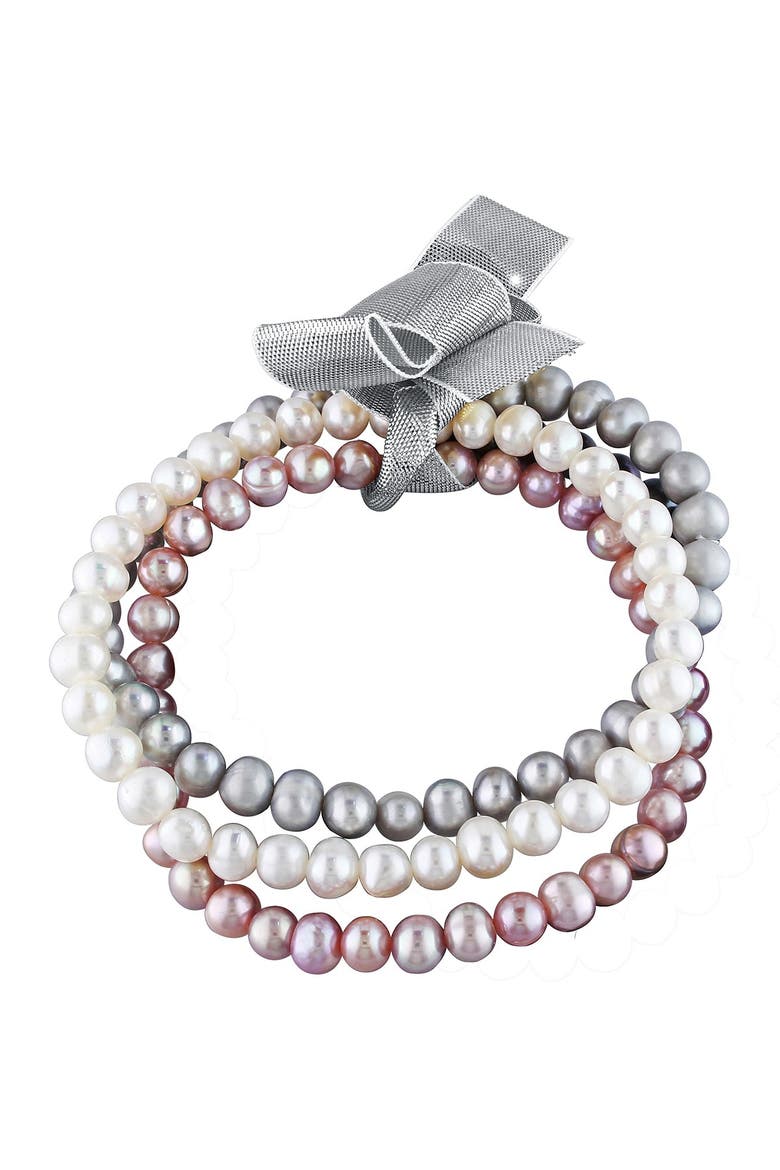 5-5.5mm Freshwater Pearl Bracelet Set, Main, color, MULTICOLOR