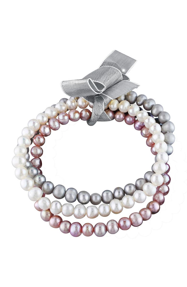 DELMAR 5-5.5mm Freshwater Pearl Bracelet Set, Main, color, 